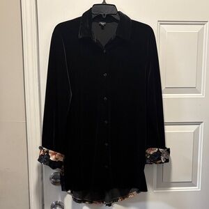Black Velvet Button Down Shirt